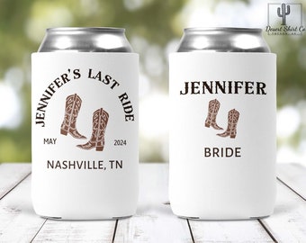 Bride Last Ride / Nashville Can Cooler / Custom Can Cooler Arizona Bachelorette Custom Slim Can Cozie Summer Wedding Favor Party Favor