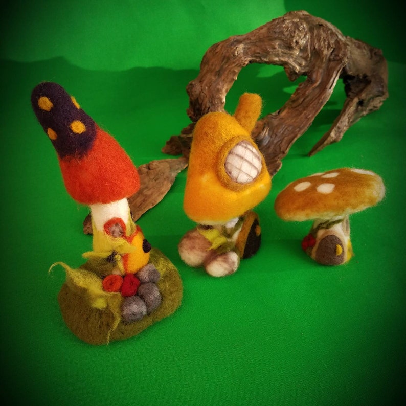 Needle Felted Mushroom House. Waldorf Inspired Playscape Etsy