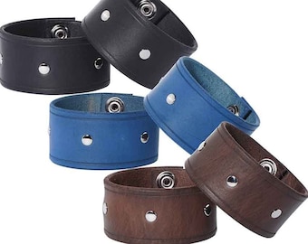 Simple Studded Leather Wrist Cuffs - Wrist Accessory - #DK6019-02