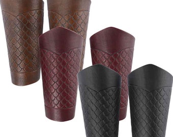 Embossed Dragon Scale Wrist Bracers - Dragon Leather Arm Armour - #DK6124