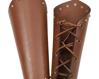Studded Leather Arm Bracers - Medieval Leather Bracers - Leather Armour - #DK4109