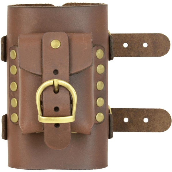 Wrist Cuff with Small Pouch - Leather Cuffs - #DK6088