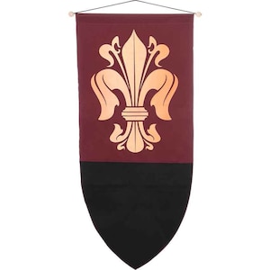 Fleur de Lis Medieval Banner, Medieval Flag Banner, Wall Hanging Banner, Renaissance Fair Banners, Castle Decor