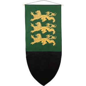 Richard The Lionheart Heraldic Medieval Banner – Gold Lions, Medieval Flag Banner, Hanging Banner, Renaissance Fair Banners, Castle Decor