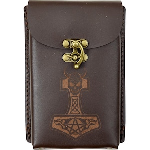 Viking Leather Phone Holder with Clasp - Viking Holder - Leather Accessory - #DK7129