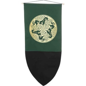 Celtic Horses Medieval Banner, Medieval Flag Banner, Wall Hanging Banner, Renaissance Fair Banners, Castle Decor