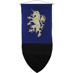 Rampant Unicorn Medieval Banner, Medieval Flag Banner, Wall Hanging Banner, Renaissance Fair Banners, Castle Decor, Heraldic Unicorn Banner