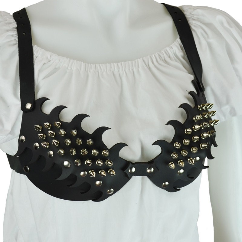 Spiked Leather Bra DK7051 - Etsy