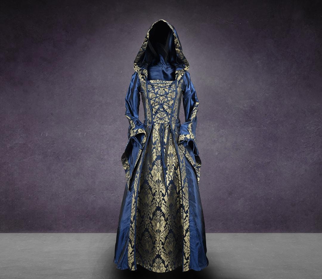 blue and gold medieval dress Italian gamurra, late 15th century, blue main image 0