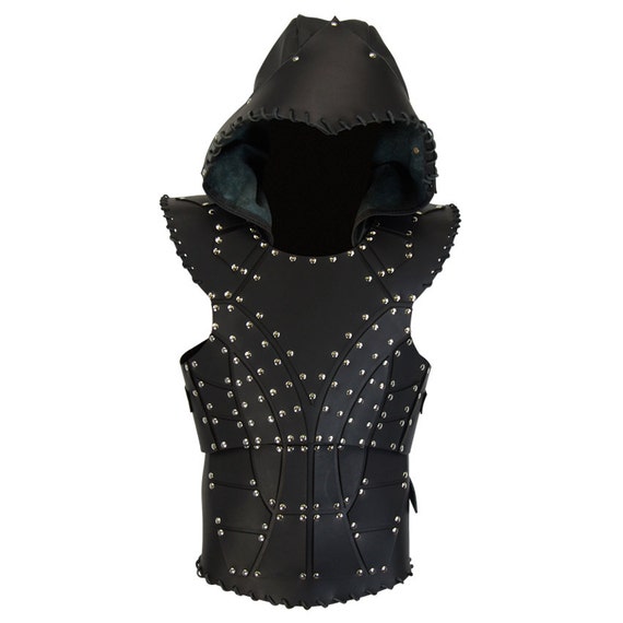 14th addiction Rogue Hooded Leather Vest Rogue Cowl