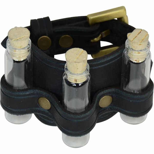 Three Bottle Leather Cuff - Steampunk Bracelet - #DK6069