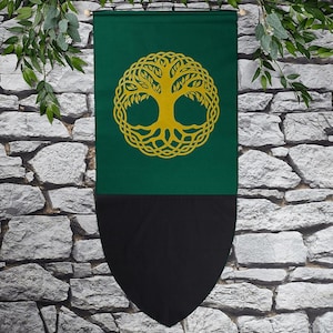 Celtic Tree of Life Medieval Banner, Medieval Flag Banner, Wall Hanging Banner, Renaissance Fair Banners, Castle Decor, Celtic Banner