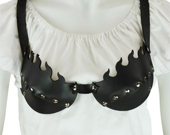 Flamed Leather Bra - #DK7054