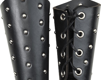 Studded Wrist Bracers - Medieval Leather Bracers - Leather Vambraces - #DK6089