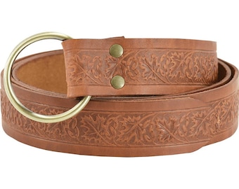 Woodland Embossed Ring Belt - Leather Belt - Ring Belt - #DK2043