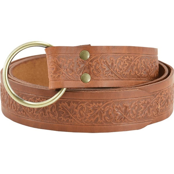 Woodland Embossed Ring Belt - Leather Belt - Ring Belt - #DK2043