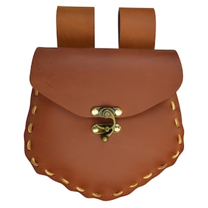 Pochette médiévale en cuir pour SCA, GN, cosplay, reconstitution - #DK7100