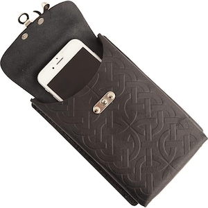 Celtic Leather Phone Holder with Clasp - Celtic Holder - Leather Accessory - #DK7131