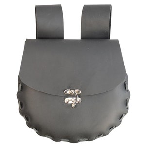 Round Medium Leather Pouch for SCA, LARP, Cosplay, Medieval Reenactment - #DK7101