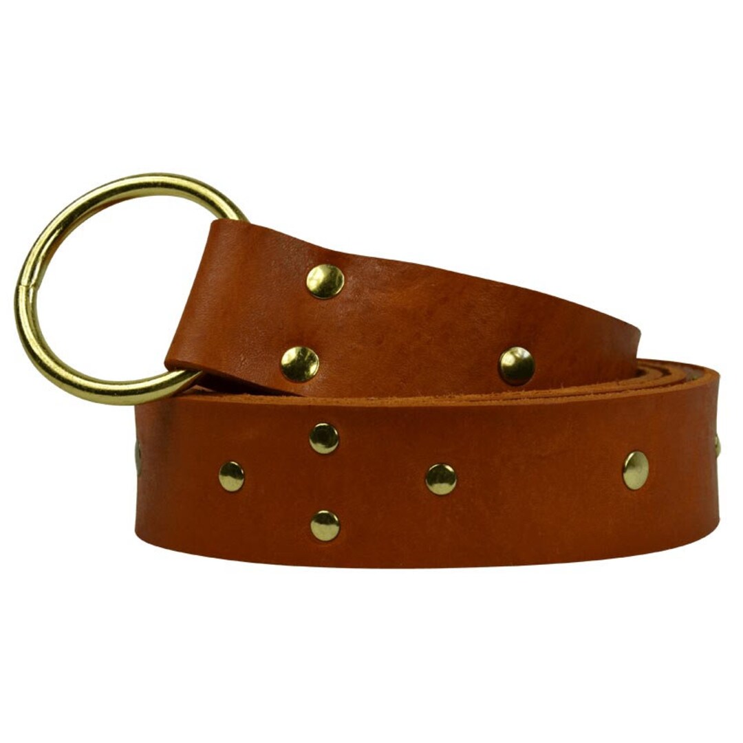 Studded Diamond Pattern Ring Belt Leather Belt Ring Belt for SCA
