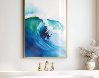 Digital Download Surf Barrel Wave Watercolor Art for Stunning Print