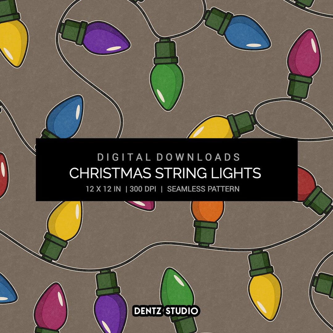 Christmas Lights Seamless Pattern | 12x12in 300 DPI JPG Digital Paper ...