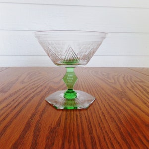 1920&#39;s Czech Green and Clear Low Champagne