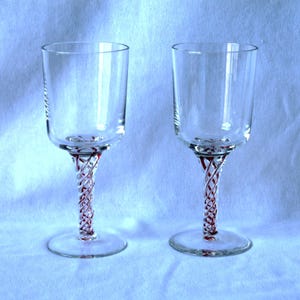 Pair of Red Air Twist Goblets