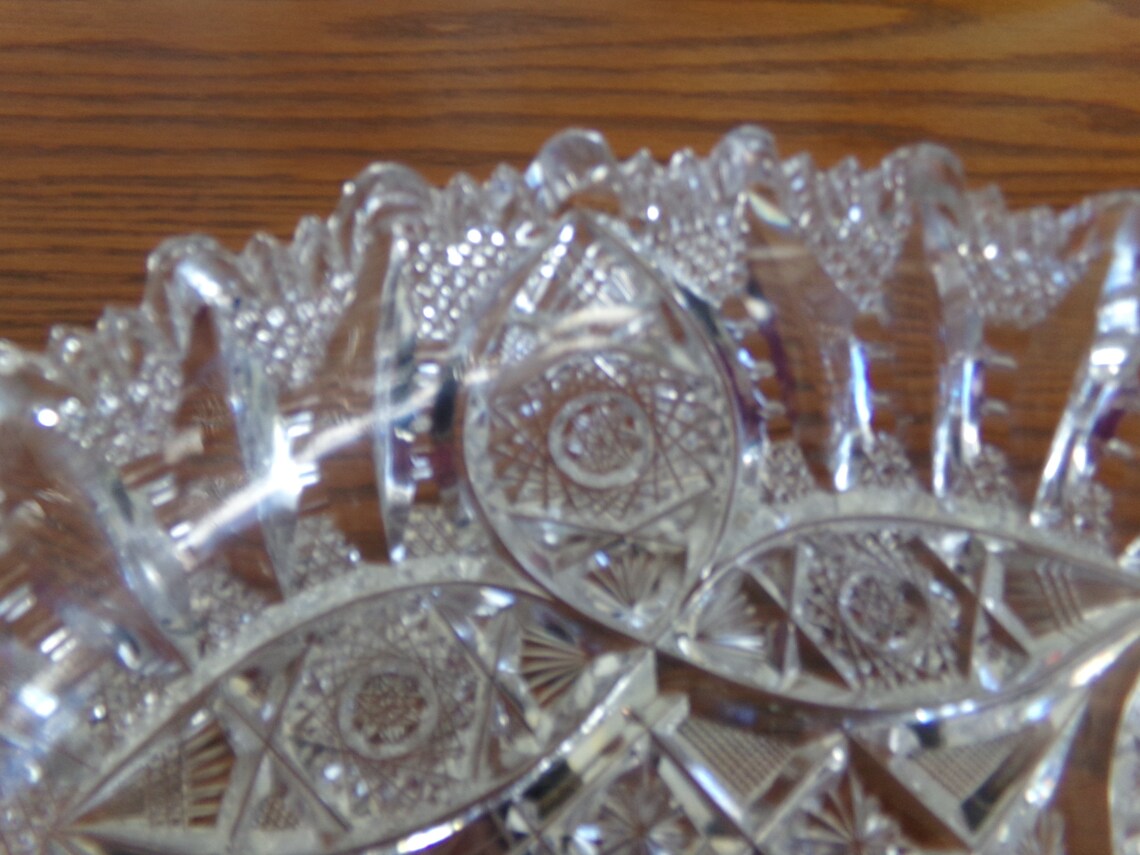 American Brilliant Cut Glass Glenda Pattern by Libbey Low Bowl Etsy
