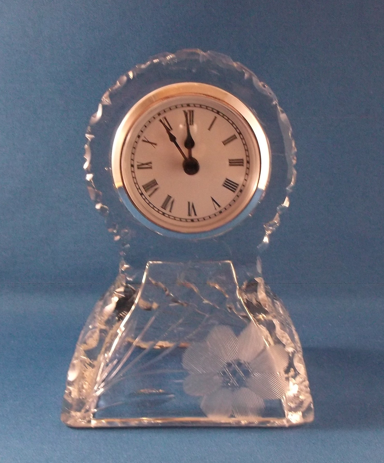 American Brilliant Cut Glass Clock Harvard Pattern Etsy