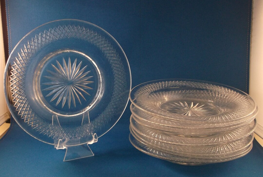 8 American Brilliant Cut Glass Plates Etsy
