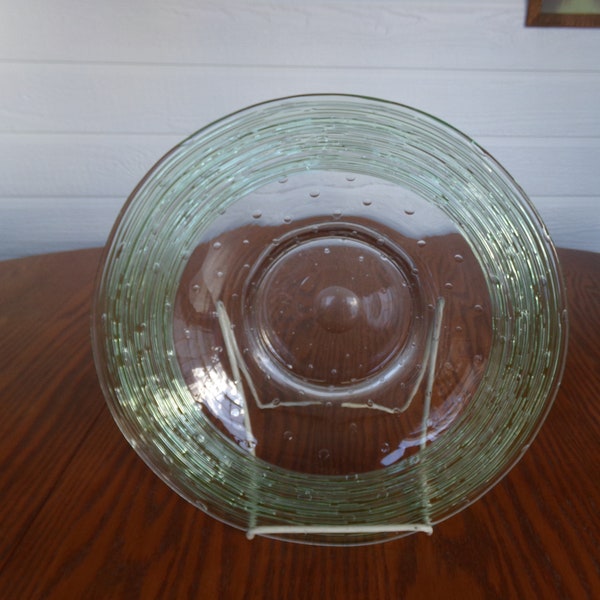 Fry Clear Bowl with Green Reeding and Air Bubbles