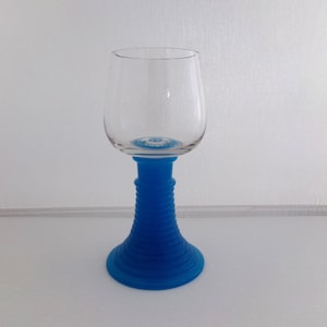 Blue Opaline Goblet with Clear Bowl
