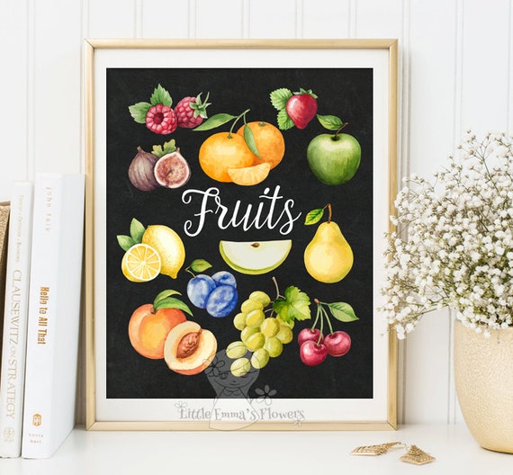 garden plants culinary print fruits print kitchen wall art | etsy