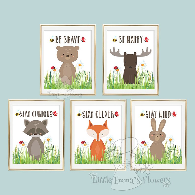 Forest wall decor woodland friends Nursery wall art print Wall | Etsy