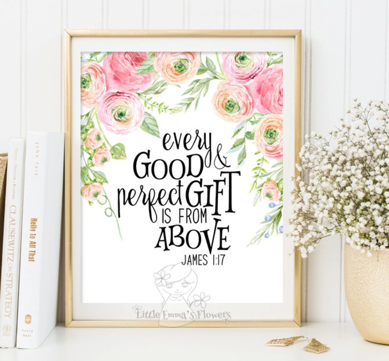 Every good and perfect gift scripture prints wall art bible etsy
