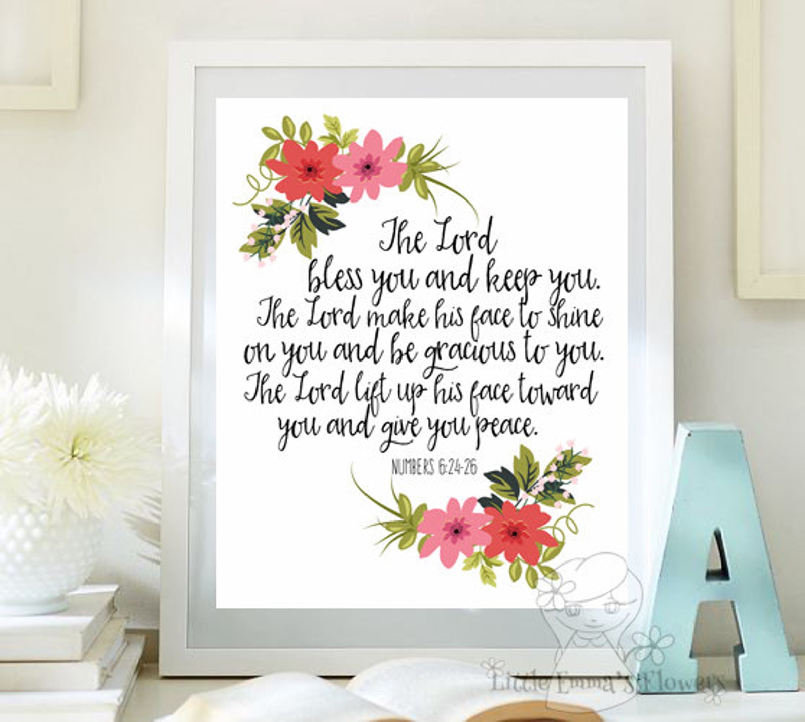 Bible Verse Art Printable flowers Scripture Print nursery wall | Etsy