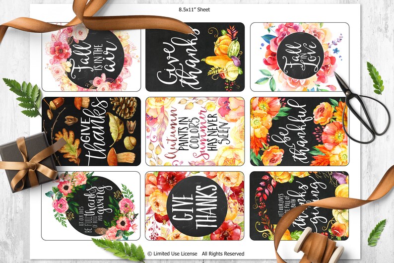 Printable happy Thanksgiving gift tags 3.25 x | Etsy