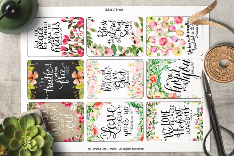 printable bible verse tags collage sheet scripture art