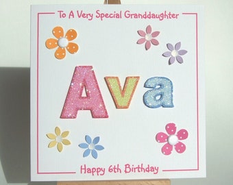 Personalised card, birthday card, 3D birthday card, named card, flower birthday card, greeting card, handmade card, keepsake card, UK seller