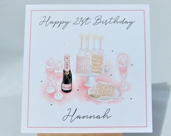 18th birthday card, 21st, 30th, 40th, 50th, any age birthday card, Personalised birthday card, handmade birthday card, pink birthday card