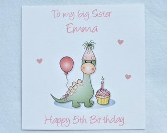 Dinosaur birthday card in a choice of colours, personalised dinosaur birthday card, handmade dinosaur birthday card, child's birthday card