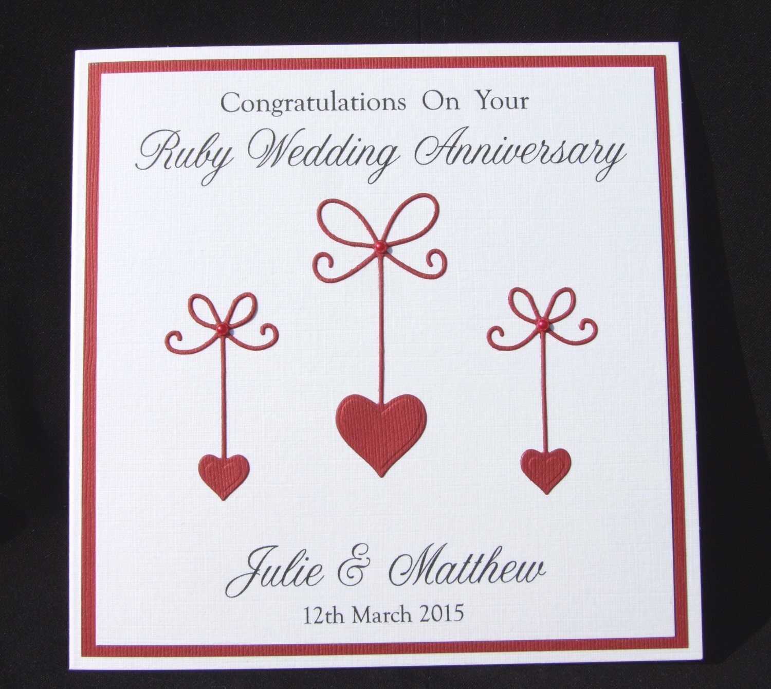 40th Anniversary Card Ruby Wedding Anniversary Card Wedding Etsy UK
