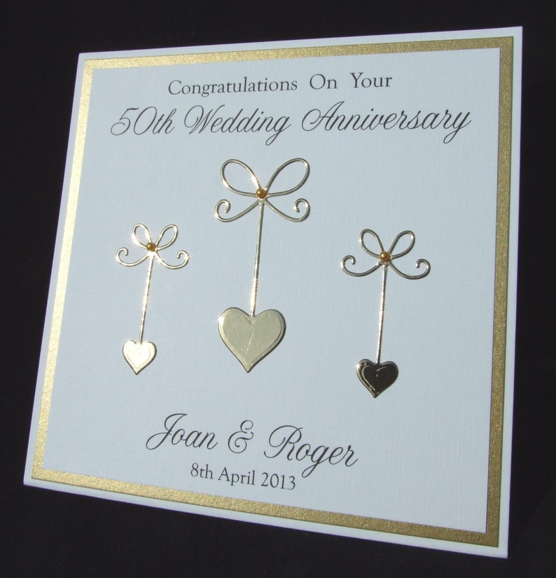 Golden anniversary card, 50th anniversary card, wedding anniversary card, personalised anniversary card, handmade card, UK seller image 2