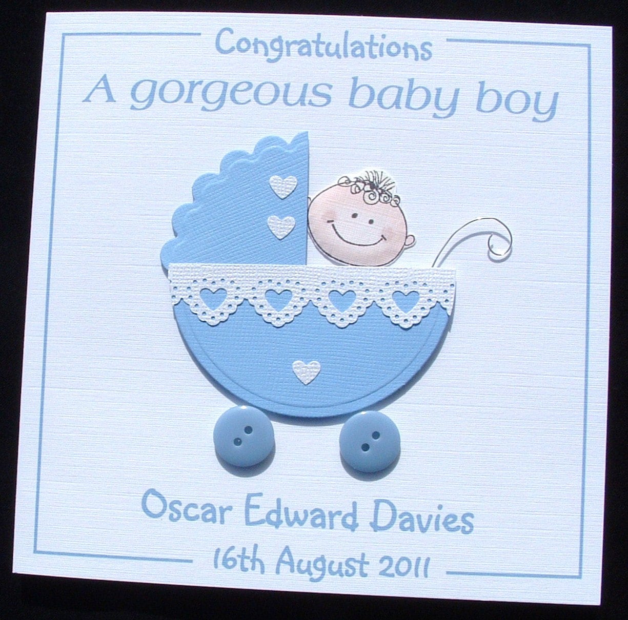Personalised Handmade New Baby Boy Card Congratulations a New Etsy