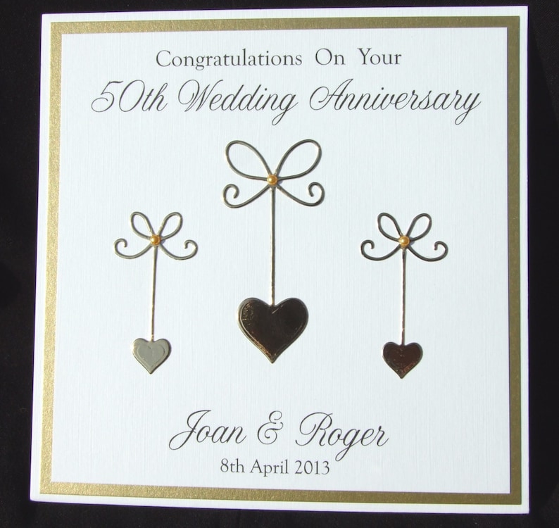 Golden anniversary card, 50th anniversary card, wedding anniversary card, personalised anniversary card, handmade card, UK seller image 4