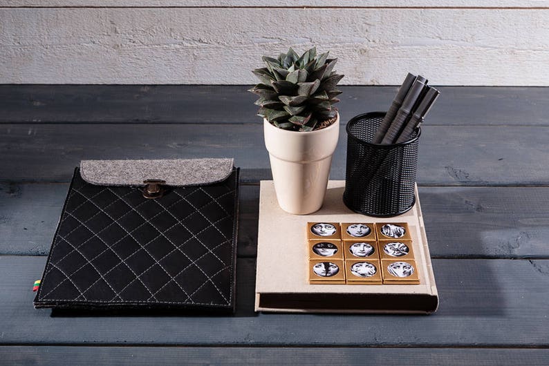 Leather Ipad Tablet Sleeve Genuine Leather Case Wool Felt Etsy