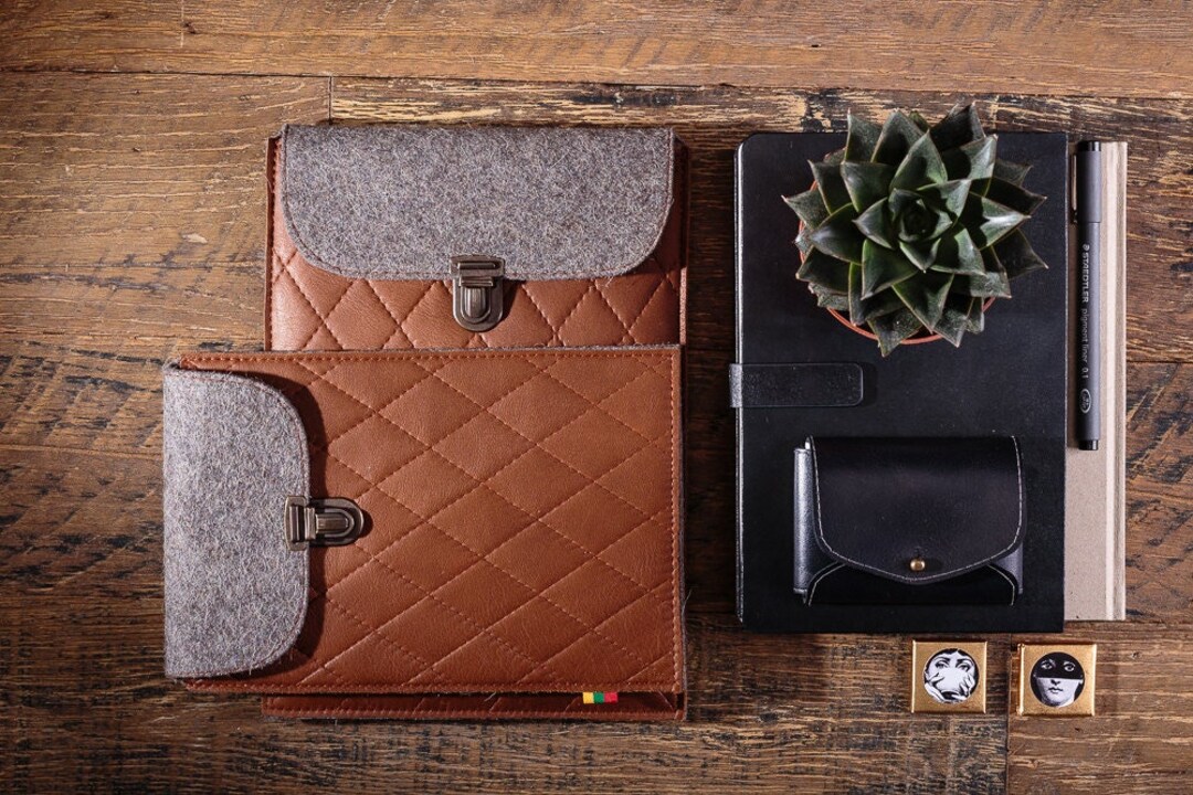 Leather iPad Tablet Sleeve Genuine Leather Case Wool Felt Etsy