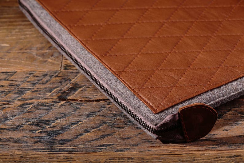 Genuine Leather Tablet Sleeve / Black Leather Ipad Case / Wool Etsy