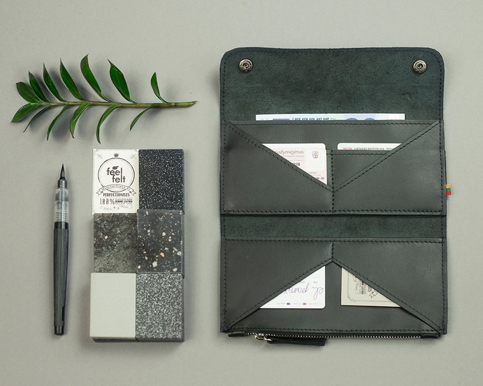 Minimalist women wallet Genuine leather slim wallet clutch Etsy